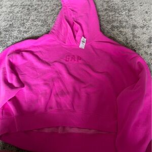 NWT Gap Hot Pink Petite Size: Large VintageSoft Crop Logo Hoodie